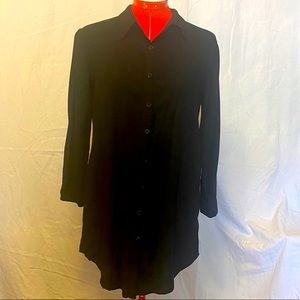Lightweight soft black button up shirt or duster